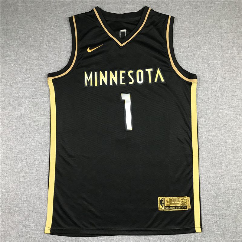 Men Minnesota Timberwolves #1 Edwards Black 2021 Nike Game NBA Jersey